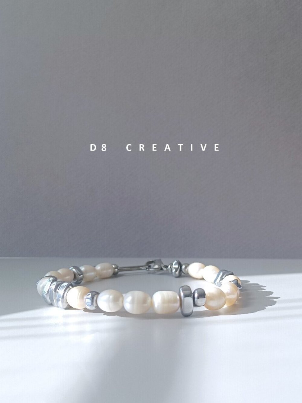 New mens original design freshwater pearl with hematite stainless steel bracelet